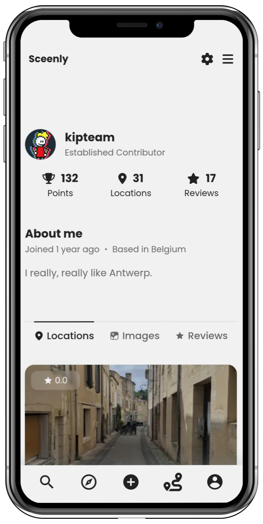 Screenshot of user profile.